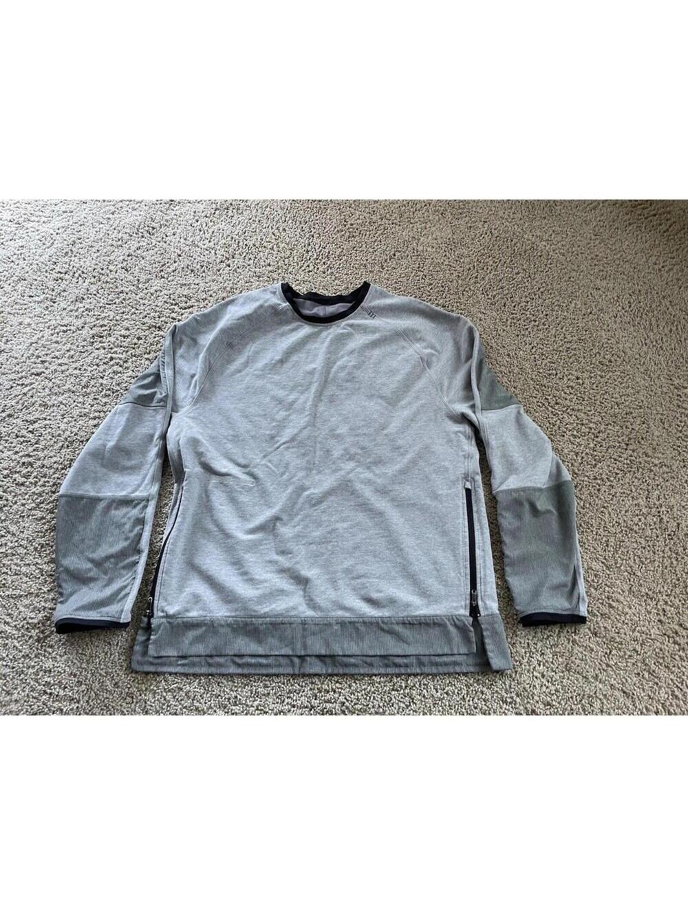 Men’s Lululemon Grey Top / Long Sleeve Shirt L Large Mixed Material, Side Zip